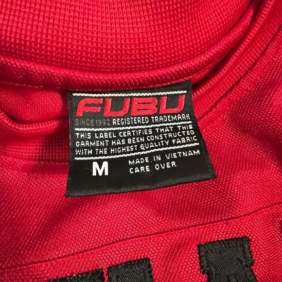 Vintage 90’s FUBU Red 5 Jersey Home Shirt Medium - Picture 8 of 9